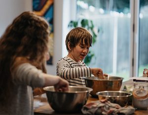 Boy and girl cooking
